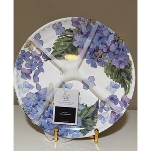 Set 4 HYDRANGEA 8.5" Melamine Salad Plates Farmhouse Rachel Ashwell NEW Blue